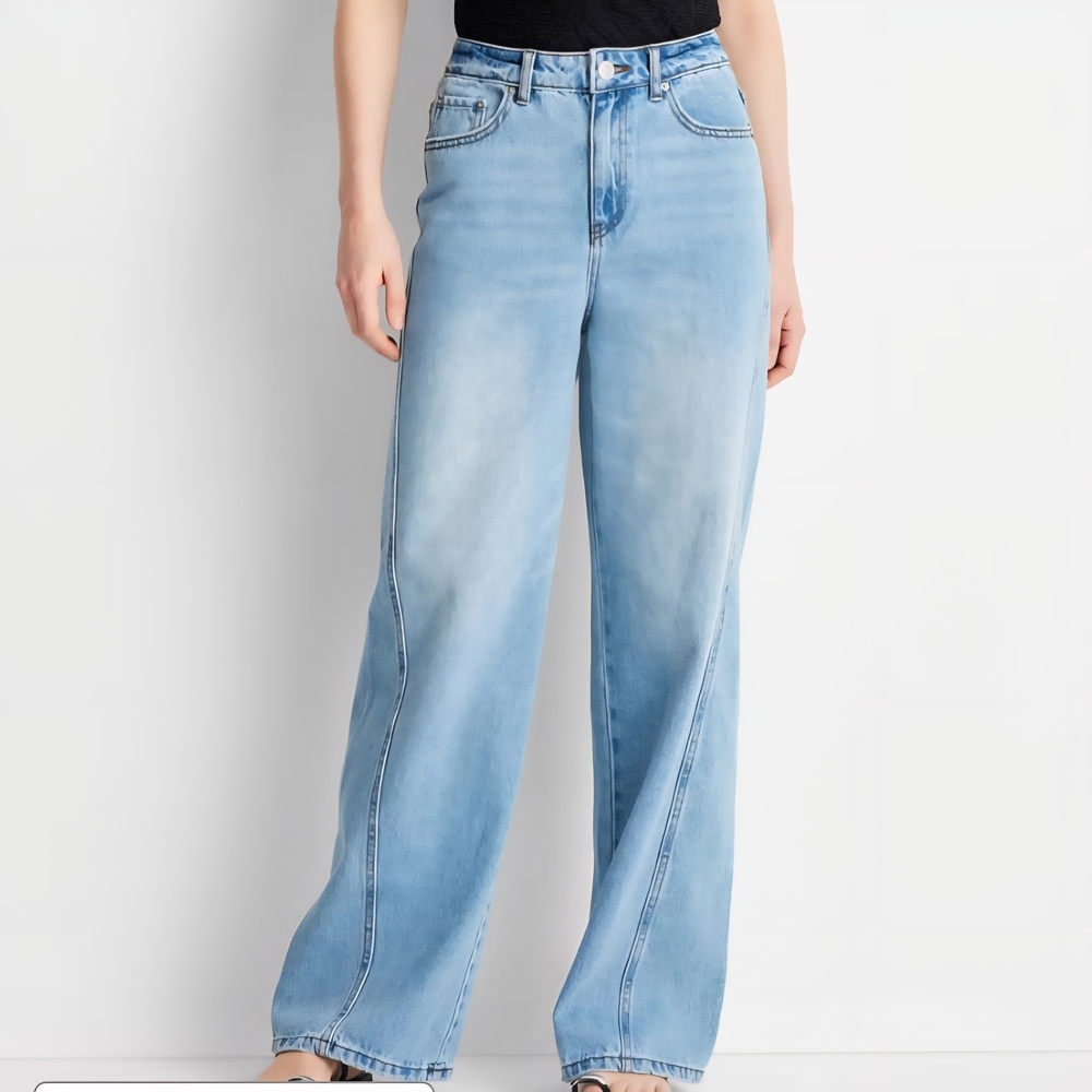 Women's Mid-Rise Wide Leg Slouchy Jeans - Future Collective Blue Denim